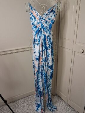 Blue & Peach Tie-Dye Jumpsuit - Women